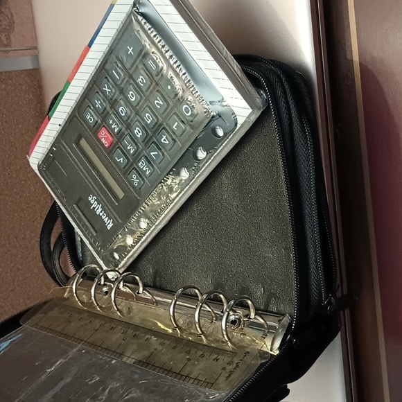 Faux leather black 2 zipper 2 pocket unisex organizer - Picture 4 of 9